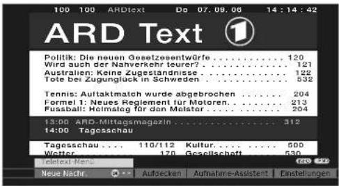 LOEWE Xelos A 37 HD 100 - Teletext-Menü starten - 2