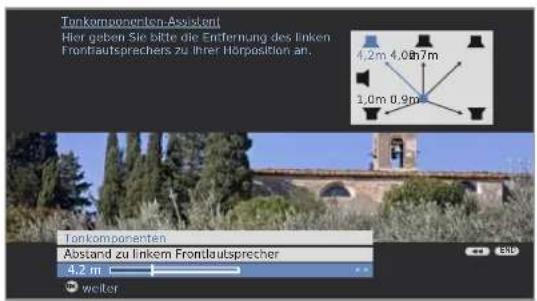 LOEWE Spheros R 32 HD - OK weiter zur Einstellung des Abstands zum linken Frontlautsprecher. - 1