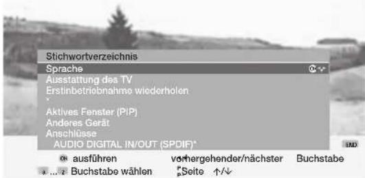 LOEWE Spheros R 26 - Stichwortverzeichnis aufrufen - 1