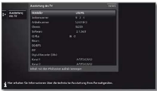 LOEWE Reference LD 55 - Ausstattung des TV-Gerätes aufrufen - 3