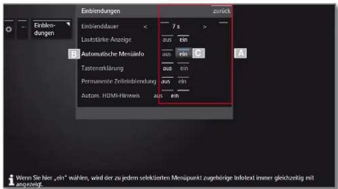 LOEWE Reference LD 46 - Navigation: Auswahl von Elementen (Beispiel: Einblendungen) - 1
