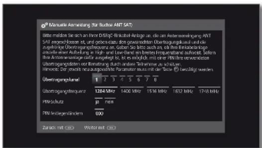 LOEWE Reference LD 46 - Einstellmöglichkeiten für die Satellitenanlage (DiSEqC-Einkabel-Gemeinschaftsanlage): - 13
