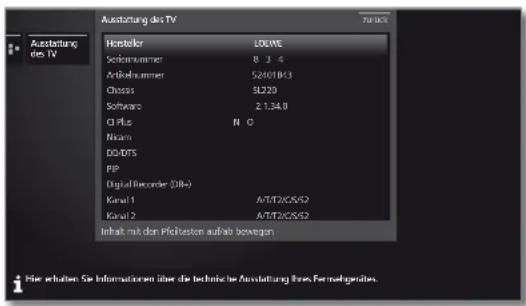 LOEWE Reference LD 40 - Ausstattung des TV-Gerätes aufrufen - 3