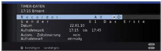 LOEWE Individual 46 Compose LED 400 - Eingabe der Timer-Daten - 1