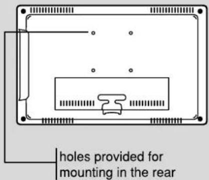 holes provided for mounting in the rear