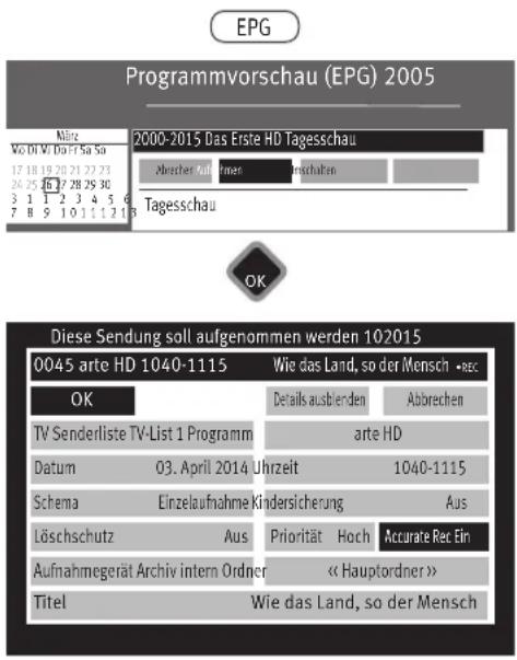 METZ Primus - EPG Sendung aufnehmen, Einzel- oder Aufnahmeserie - 1