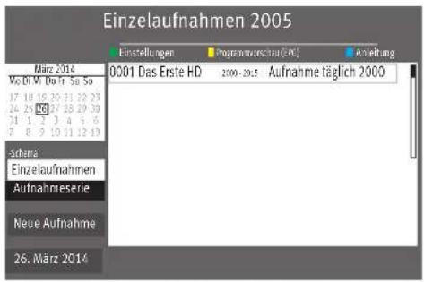 METZ Primus - Aufnahmeplanung (Übersicht der programmierten Timer) - 3