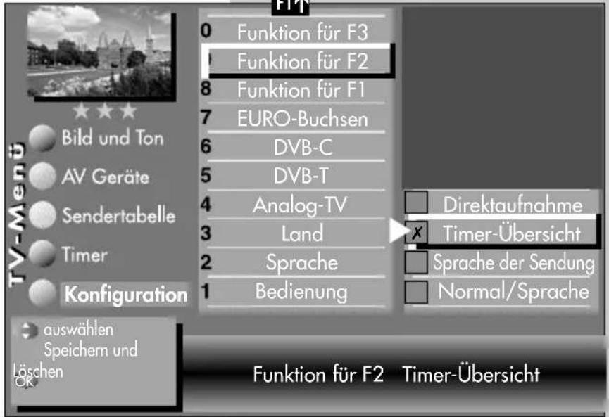 METZ Milos 26 - Funktionstasten F1, F2, F3 oder AV mit einer Funktion programmieren - 8