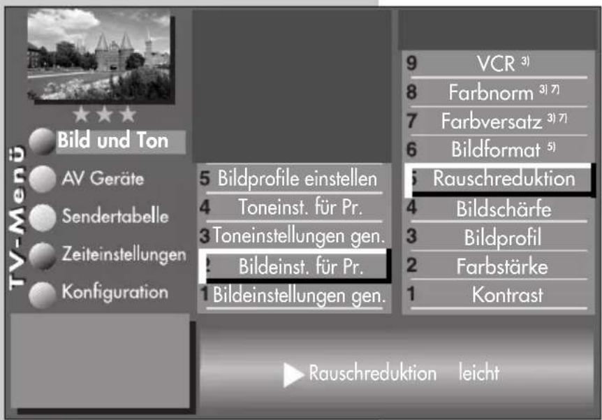 METZ Linea LED 100 - Bildeinstellungen für Prog. über TV-Menü - 6