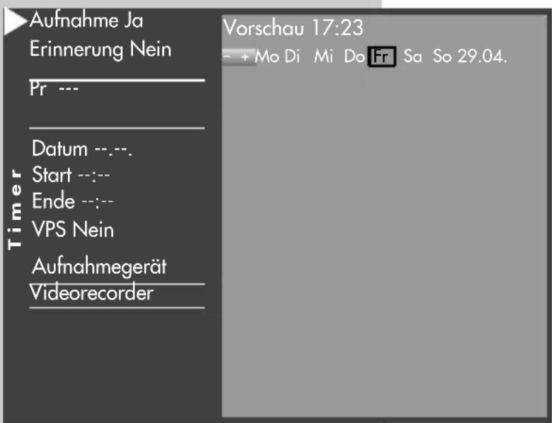 METZ Linea FHDTV 100 - Timer für zeitgesteuerte Aufnahme manuell erstellen - 2