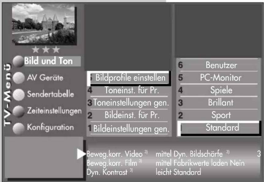 METZ Linea FHDTV 100 - Bildeinstellungen generell Bildprofile konfigurieren - 5
