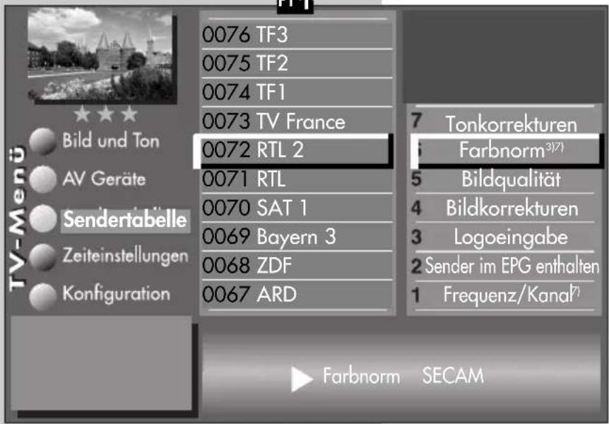 METZ Linea FHDTV 100 - Farbnorm einstellen 3) 7) - 1