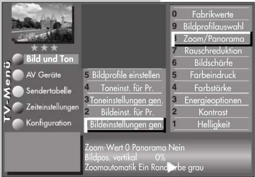 METZ Linea FHDTV 100 - Bei einem 2 \*\* Menü sind verschiedene Menüpunkte nicht einstellbar. - 1