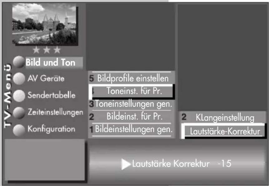 METZ Linea FHDTV 100 - Lautstärke Korrektur einstellen - 1