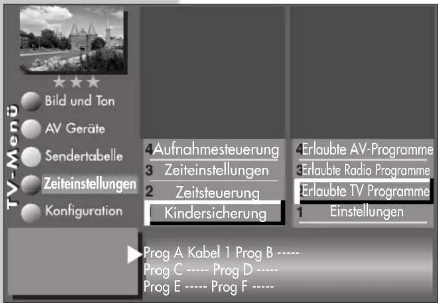 METZ Linea FHDTV 100 - b) Erlaubte Programme - 1