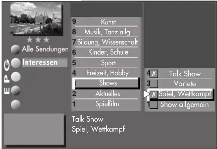 METZ Linea FHDTV 100 - Interessen einstellen - 1