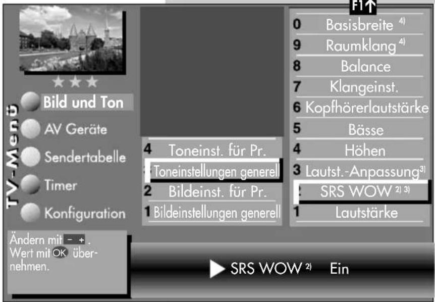 METZ Clarus - SRS WOW 2) einstellen: - 3