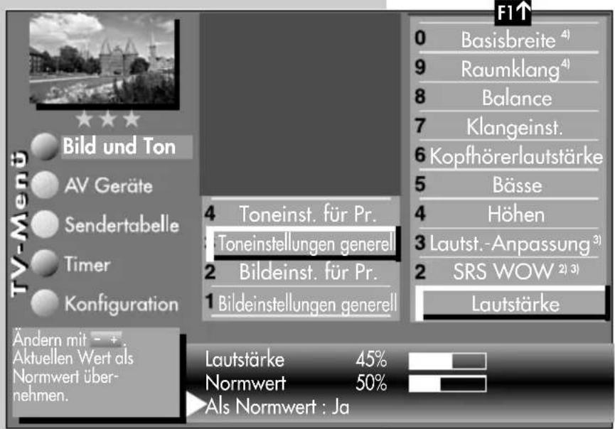 METZ Clarus - Toneinstellungen aufrufen: - 1