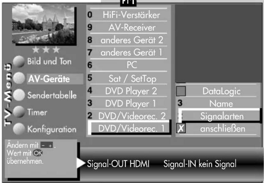 METZ Clarus - Signalart DVI oder HDMI einstellen - 6