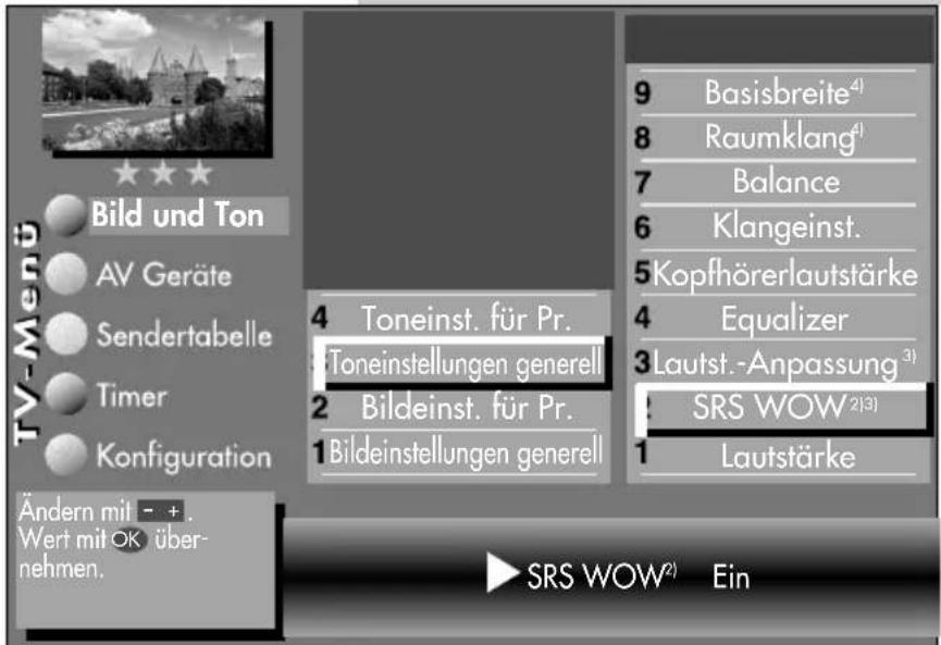 METZ Carat 32-70 - SRS-WOW 2) einstellen: - 4