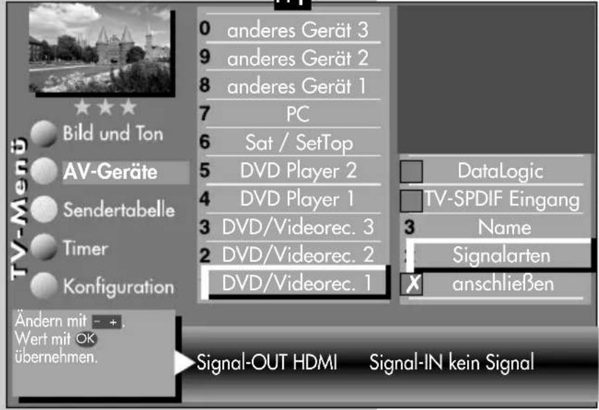 METZ Carat 32-70 - Signalart DVI oder HDMI einstellen - 1