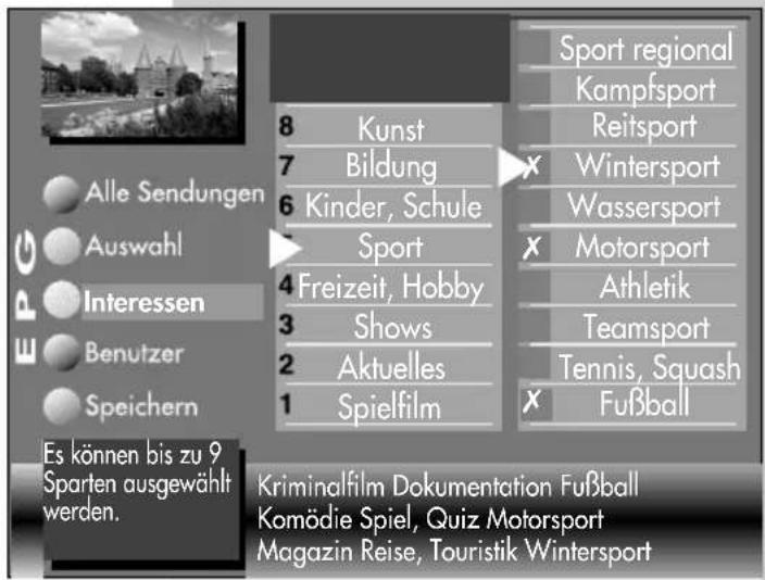 METZ Carat 32-70 - Interessen einstellen - 1