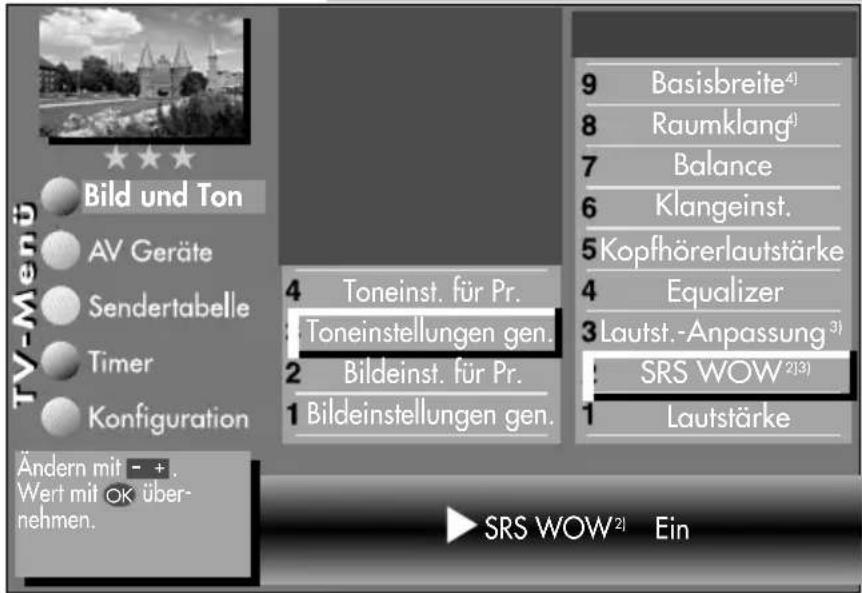 METZ Linus 32 HDTV 100 - SRS-WOW 2) einstellen: - 5