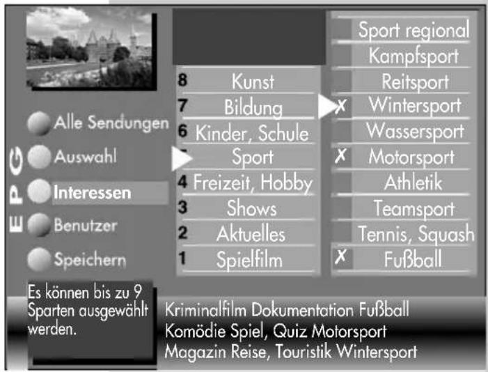 METZ Linus 32 HDTV 100 - Interessen einstellen - 1