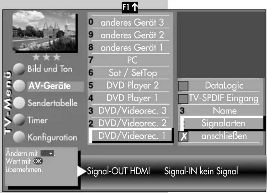 METZ Linus 32 HDTV 100 - Signalart DVI oder HDMI einstellen - 1