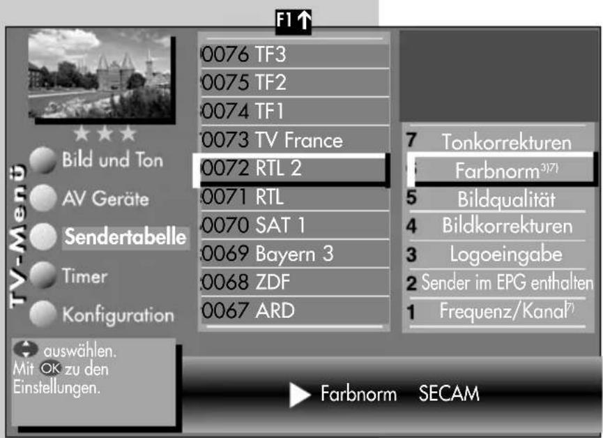 METZ Linus 32 HDTV 100 - Farbnorm ^3|7) einstellen - 1