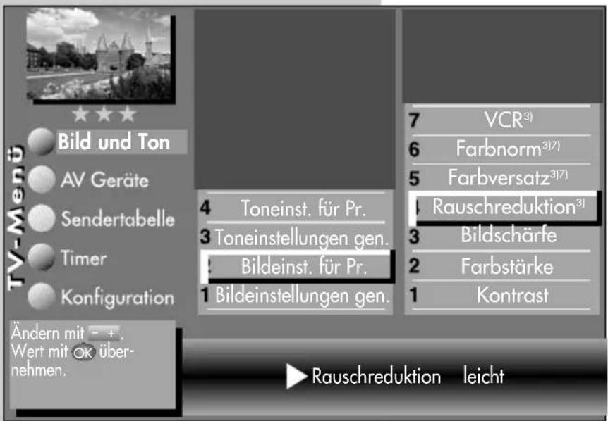 METZ Linus 32 HDTV 100 - Bildeinstellungen für Prog. über TV-Menü - 5