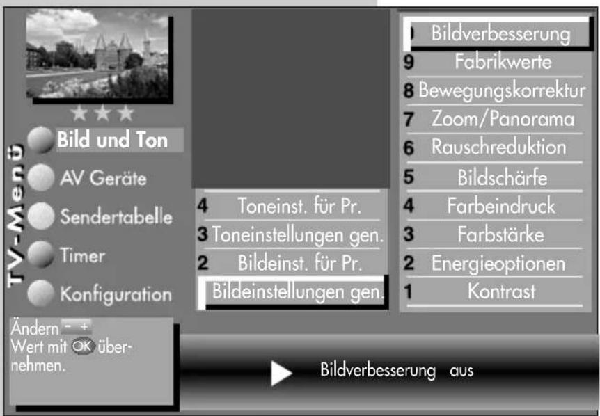 METZ Linus 32 HDTV 100 - Bei einem 2 \*\* Menü sind verschiedene Menüpunkte nicht einstellbar. - 1