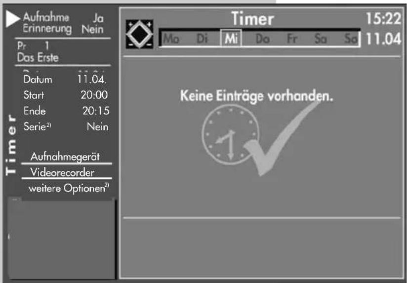 METZ Aurus - Timer für zeitgesteuerte Aufnahme manuell erstellen: - 1