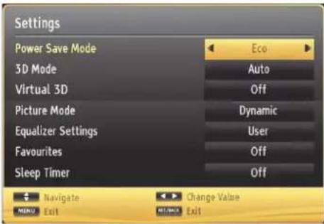 Finlux 47FLSKR170LHCD - Quick Menu - 1