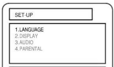 SET-UP 1. LANGUAGE 2. DISPLAY 3. AUDIO 4. PARENTAL