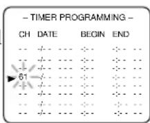- TIMER PROGRAMMING - CH DATE BEGIN END - + - - - - - - - - + - - - - - - - - + - - - - - - - 61 - - - - - - - - + - - - - - - - - + - - - - - - - - + - - - - - - -