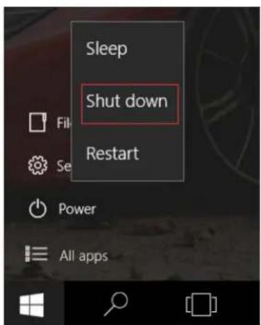 Sleep Shut down Restart Power All apps
