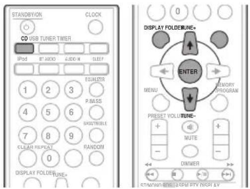 STANDBYON CLOCK CD USB TUNER TIMER IPD ST AUDIO AUDIO SLEEP EQUALIZER 1 2 3 P.BASS 4 5 6 SABUTIBLE 7 8 9 CLEAR REPEAT 0 RANDOM DISPLAY FOLDER TUNE+ DISPLAY FOLDER TUNE- ENTER MENU MEMORY PROGRAM PRESET VOLTURE- + MUTE - DINNER STANDARD JPEG/SPB BTV/RSPLY