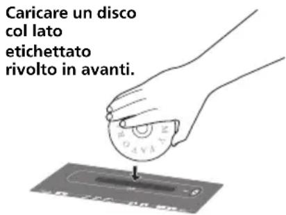 Caricare un disco col lato etichettato rivolto in avanti.