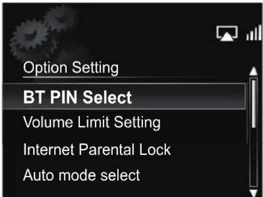 PIONEER X-SMC5 - C помощью ↑/↓ выберите Option Setting → BT PIN Select, затем нажмите ENTER. - 1