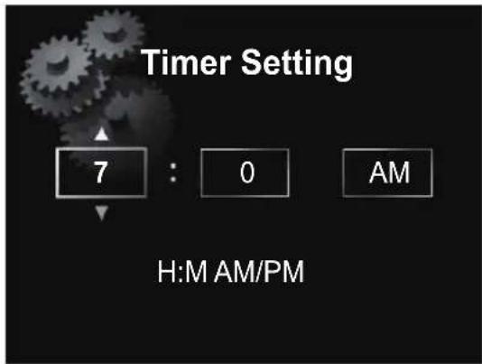 Timer Setting 7 : 0 AM H:M AM/PM