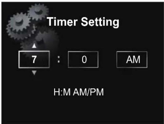 Timer Setting 7 : 0 AM H:M AM/PM