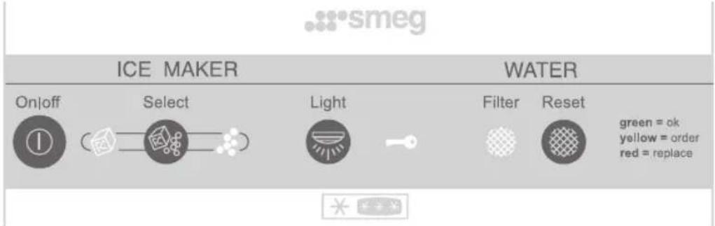 SMEG FA 550 X - BENUTZUNG DER SPENDERBELEUCHTUNG UND DER SPERRE DES EIS- UND WASSERSPENDERS (BEI EINIGEN MODELLEN) - 1