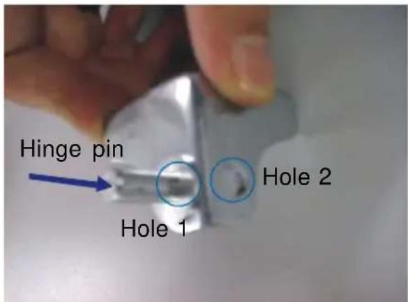 Hinge pin Hole 1 Hole 2