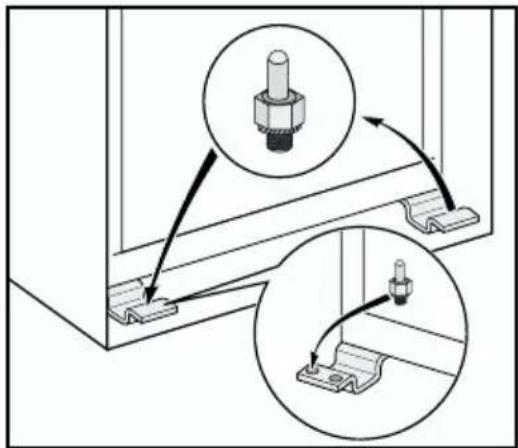 Technical diagram showing mechanical assembly with two views of a bolt and bracket, labeled in Chinese.
