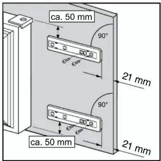 ca. 50 mm 90° 21 mm 90° ca. 50 mm 21 mm