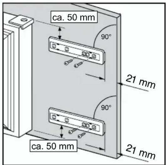 ca. 50 mm 90° 21 mm 90° ca. 50 mm 21 mm