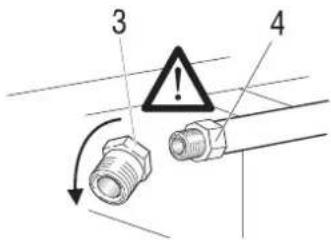 Küppersbusch GEH 6400.5 - Anschluß am vormontierten Verbindungsstück mithilfe einer Sicherheitsgasschlauchleitung mit Nippel und Überwurfmutter - 2