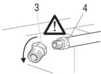 Küppersbusch GEH 6300.5 - Anschluß am vormontierten Verbindungsstück mithilfe einer Sicherheitsgasschlauchleitung mit Nippel und Überwurfmutter - 2
