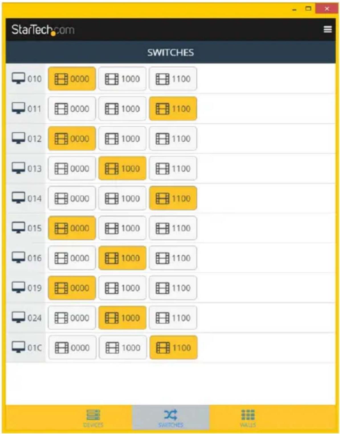 StarTech.com SWITCHES 010 0000 1000 1100 011 0000 1000 1100 012 0000 1000 1100 013 0000 1000 1100 014 0000 1000 1100 015 0000 1000 1100 016 0000 1000 1100 019 0000 1000 1100 024 0000 1000 1100 01C 0000 1000 1100 DEVICES SWITCHES WALLS